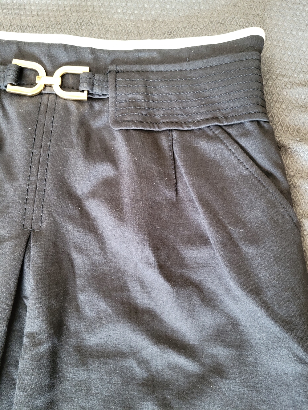 Ann Taylor Black A-Line Skirt with Gold Buckle - Picture 9 of 12
